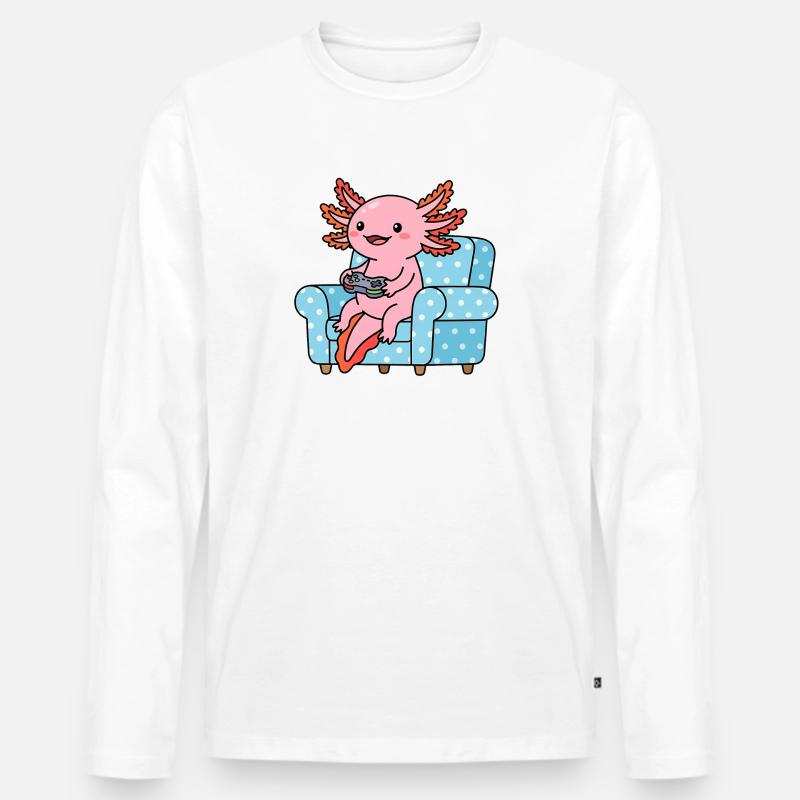 Couch Gaming Axolotl - Männer Premium Bio Langarmshirt - Weiß
