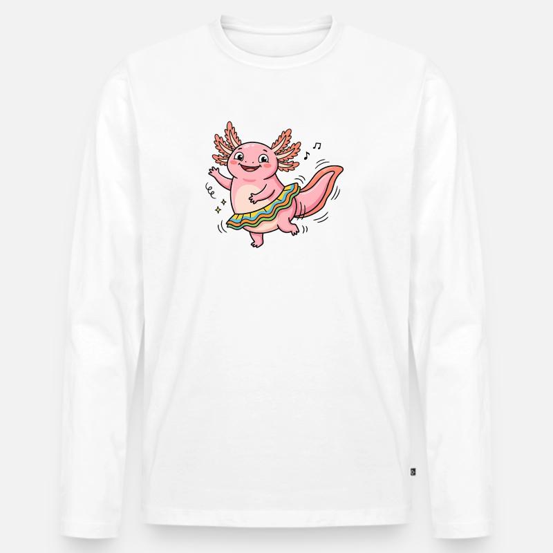 Dancing Queen Axolotl - Männer Premium Bio Langarmshirt - Weiß