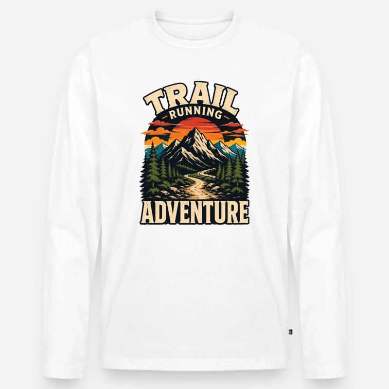 Trailrunning-Abenteuer - Männer Premium Bio Langarmshirt - Weiß