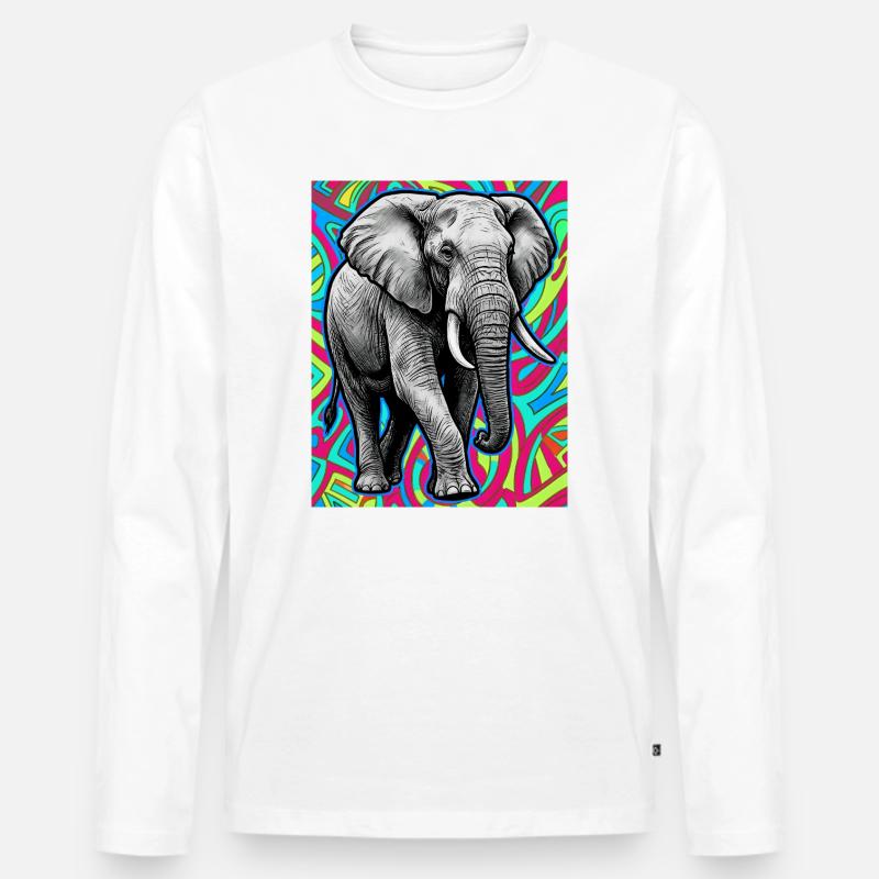 Elefant - Männer Premium Bio Langarmshirt - Weiß
