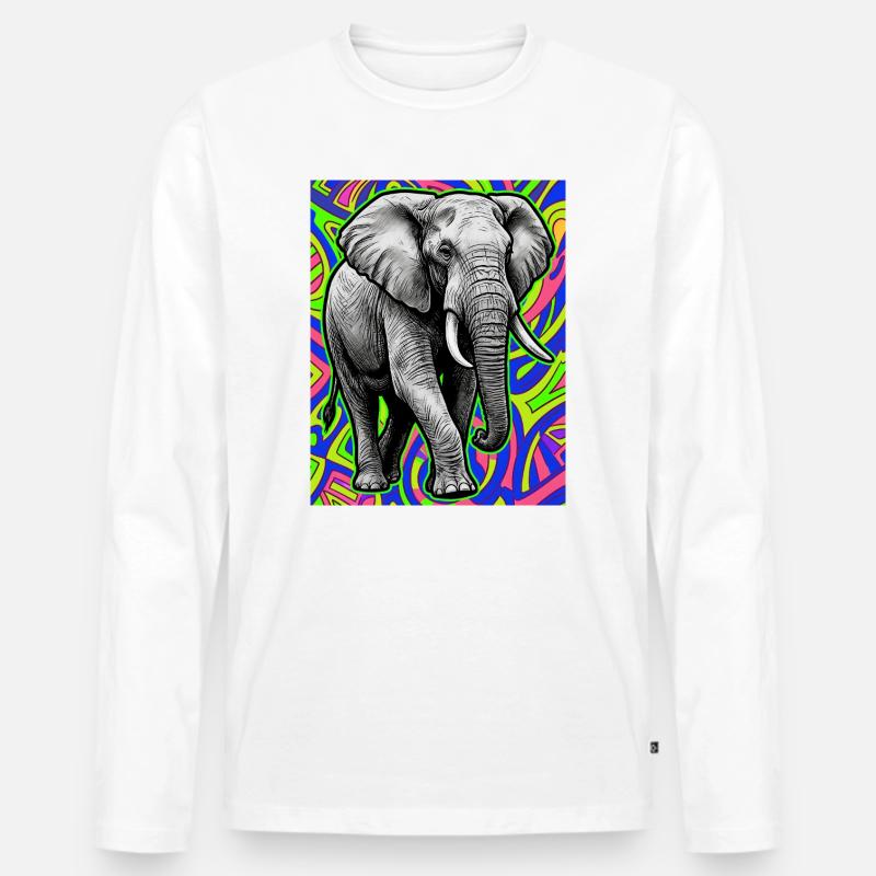 Elefant - Männer Premium Bio Langarmshirt - Weiß