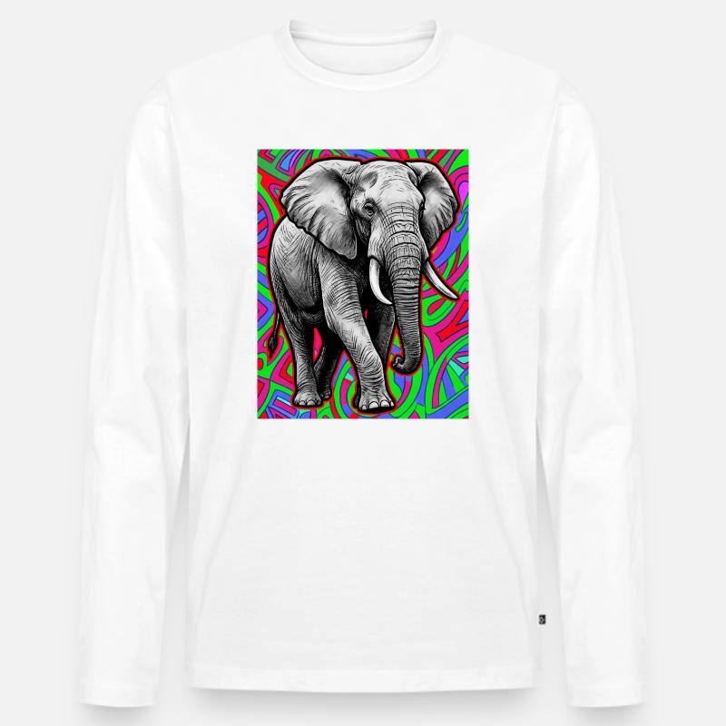 Elefant - Männer Premium Bio Langarmshirt - Weiß