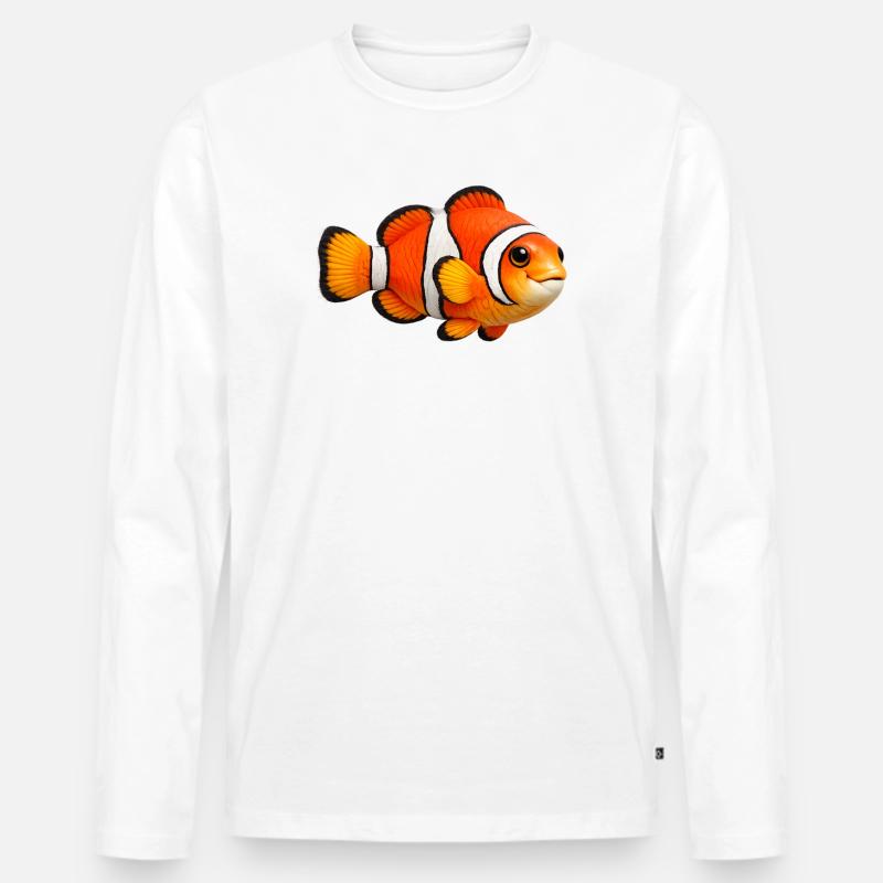 Clownfisch Meeresfisch Bunt - Männer Premium Bio Langarmshirt - Weiß