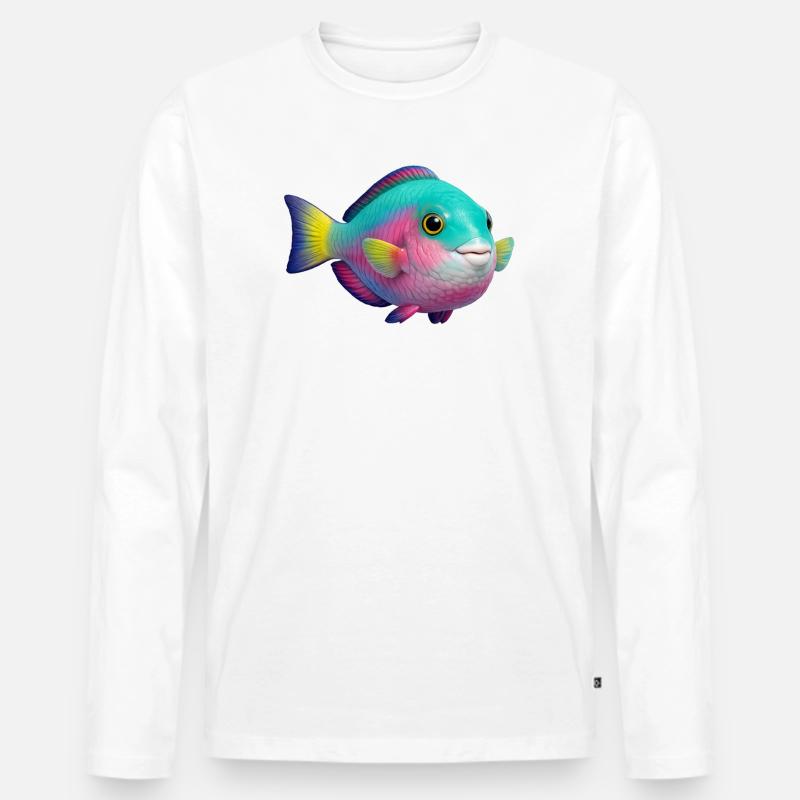 Regenbogenfisch Papageienfisch - Männer Premium Bio Langarmshirt - Weiß