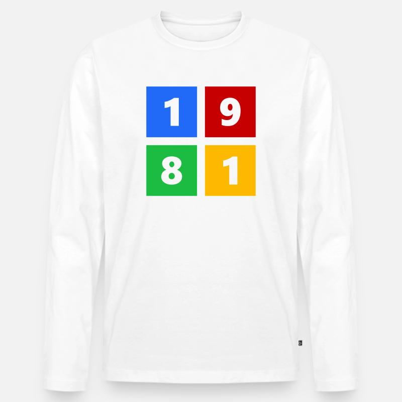 1981 - Männer Premium Bio Langarmshirt - Weiß