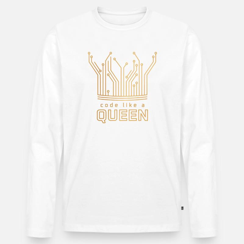 Code Like a Queen - Männer Premium Bio Langarmshirt - Weiß