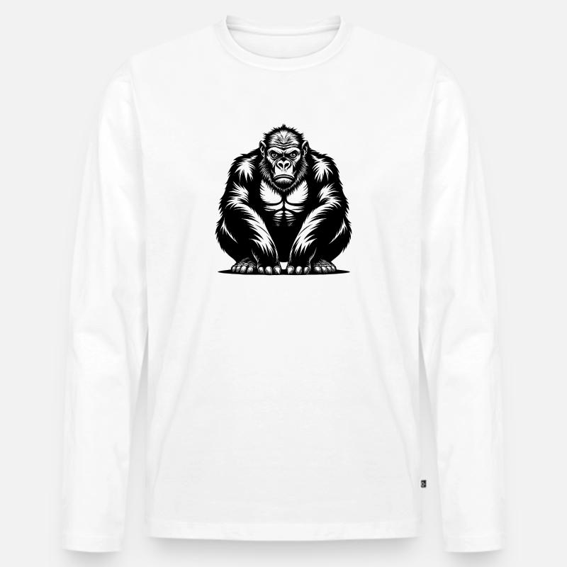 Gorilla - Männer Premium Bio Langarmshirt - Weiß