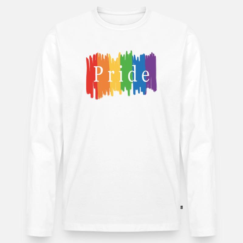 Regenbogenfahne Pride Month - Männer Premium Bio Langarmshirt - Weiß