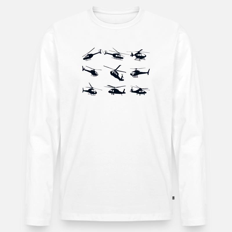 Hubschrauber Helikopeter - Männer Premium Bio Langarmshirt - Weiß