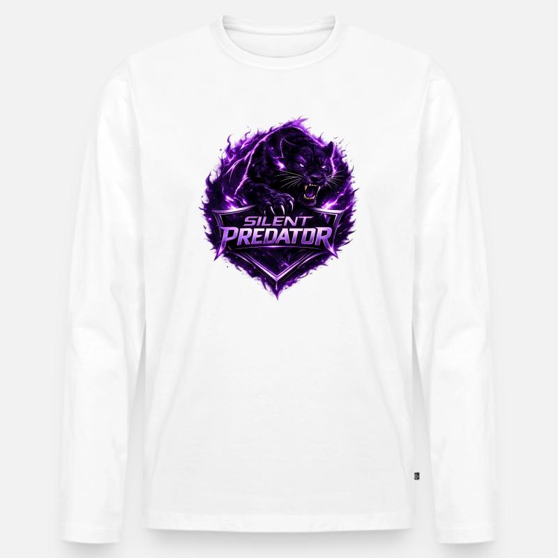 Silent Predator Panther Emblem - Männer Premium Bio Langarmshirt - Weiß