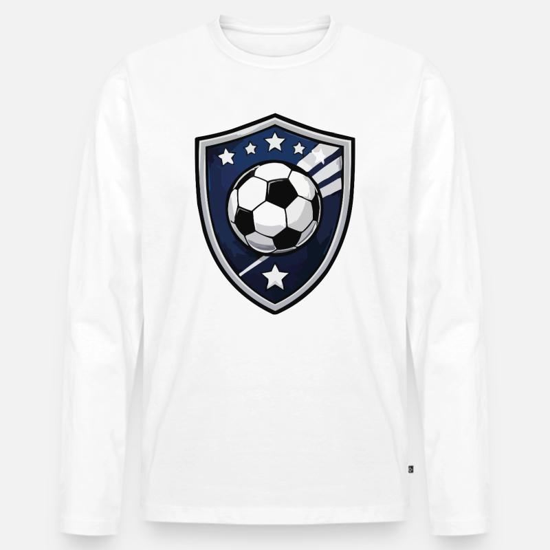 Soccer Shield Crest - Männer Premium Bio Langarmshirt - Weiß