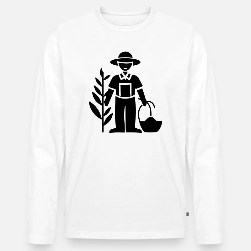 Farmer Bauer - Männer Premium Bio Langarmshirt - Weiß