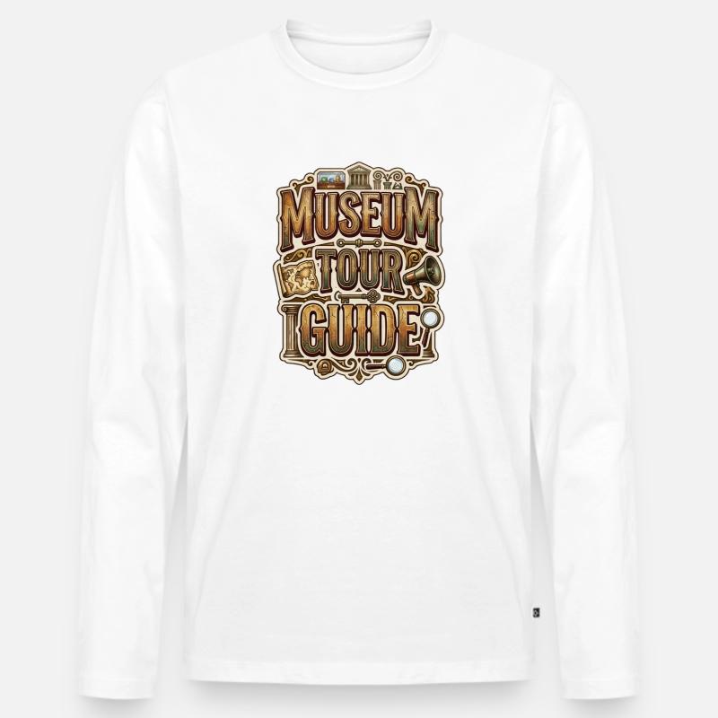 Museumsführer - Männer Premium Bio Langarmshirt - Weiß