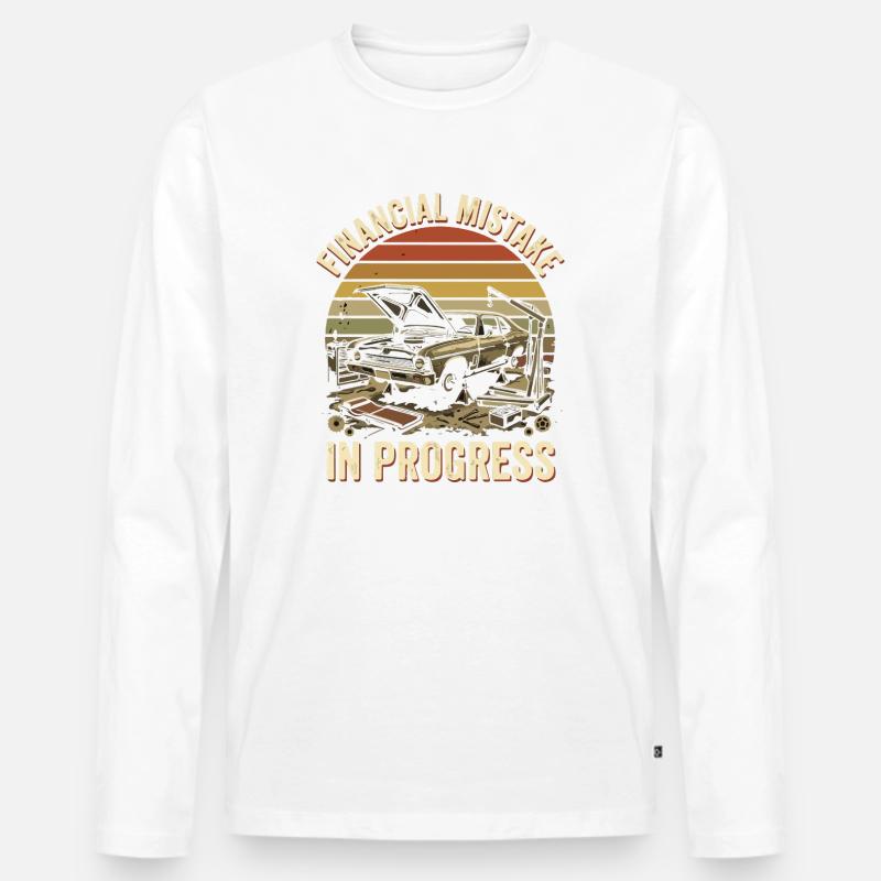 Finanzpanne im Oldtimer - Männer Premium Bio Langarmshirt - Weiß