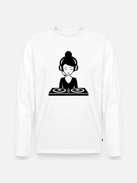 DJ Turntables Woman Festival - Men's Premium Organic Long Sleeve Shirt - white
