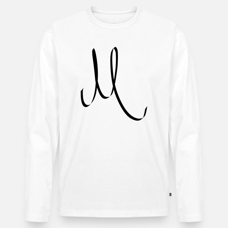 Buchstabe M - Männer Premium Bio Langarmshirt - Weiß