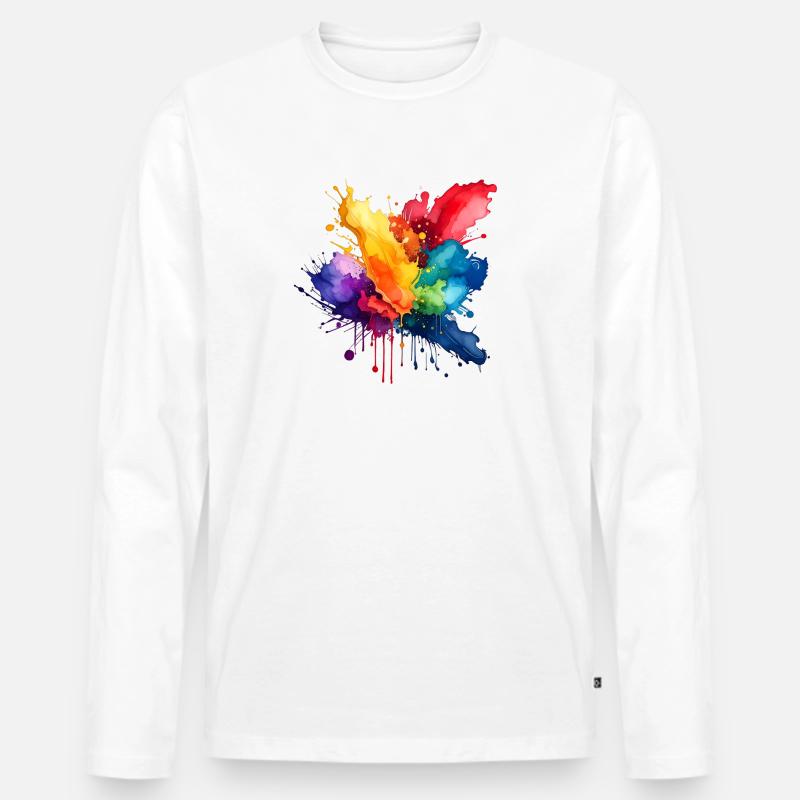 Farbspritzer Explosion - Männer Premium Bio Langarmshirt - Weiß