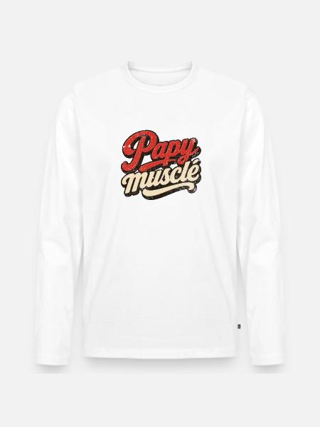 Muskulöser Großvater - Männer Premium Bio Langarmshirt - Weiß