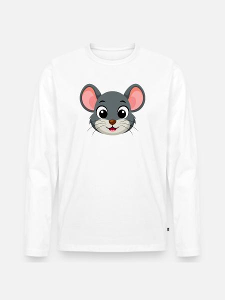 Petite souris mignonne - T-shirt manches longues Premium bio Homme - blanc