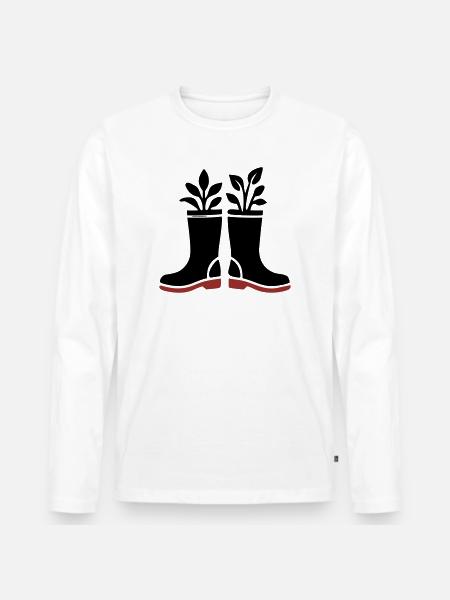 Rubber Boots Plants Icon - Men's Premium Organic Long Sleeve Shirt - white