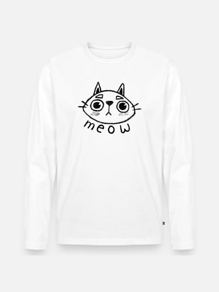 Cat meow - Men's Premium Organic Long Sleeve Shirt - white