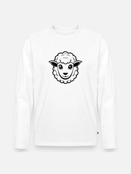 Cute sheep face - Men's Premium Organic Long Sleeve Shirt - white