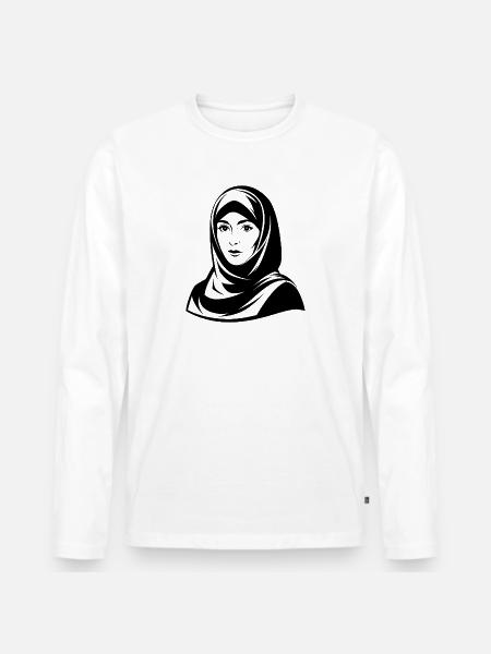 Hijab Woman - Men's Premium Organic Long Sleeve Shirt - white