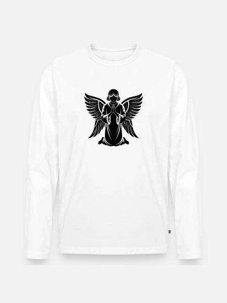Engel - Männer Premium Bio Langarmshirt - Weiß