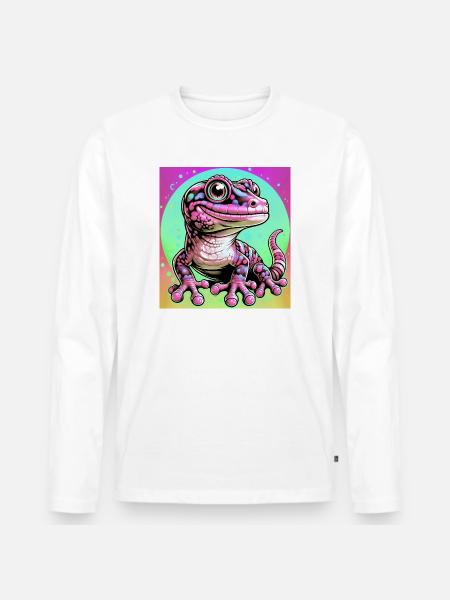 Gecko - Men's Premium Organic Long Sleeve Shirt - white
