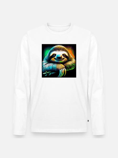 Faultier - Männer Premium Bio Langarmshirt - Weiß