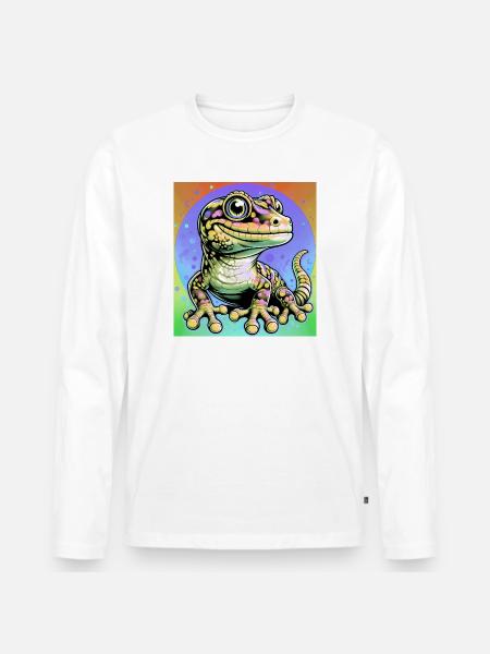 Gecko - Männer Premium Bio Langarmshirt - Weiß