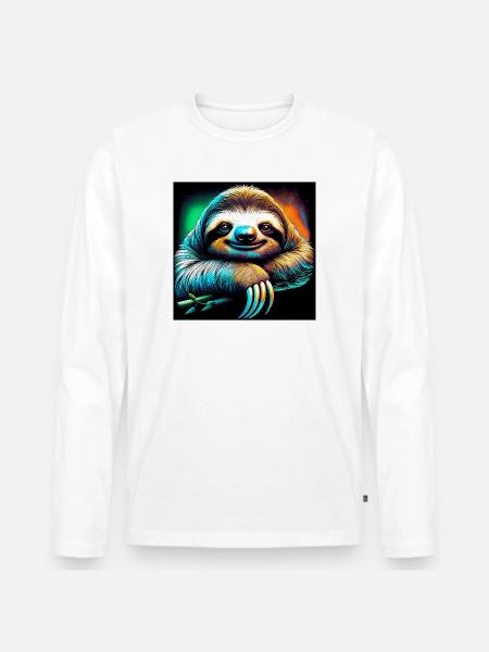sloth - Men's Premium Organic Long Sleeve Shirt - white