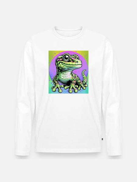 Gecko - Men's Premium Organic Long Sleeve Shirt - white