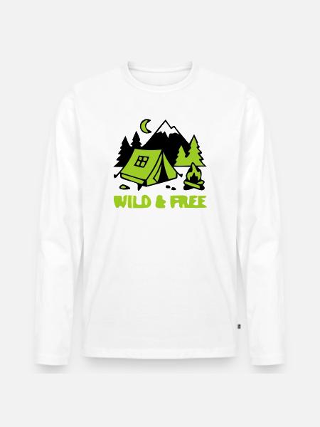Camping Zelt Natur Grafik - Männer Premium Bio Langarmshirt - Weiß
