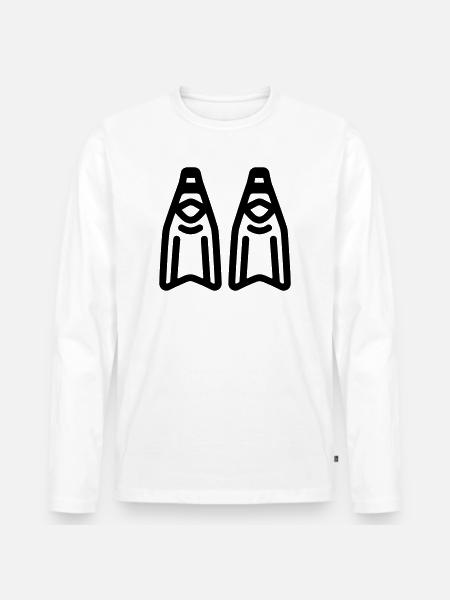 Tauchflossen - Männer Premium Bio Langarmshirt - Weiß