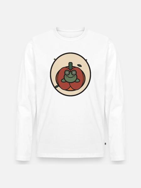Kawaii frog in pumpkin - Men's Premium Organic Long Sleeve Shirt - white