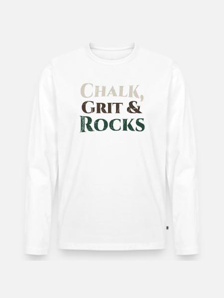 Chalk Grit & Rocks Motif - Men's Premium Organic Long Sleeve Shirt - white