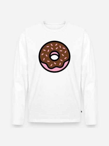 Donut Chocolate Sprinkles Icon - Men's Premium Organic Long Sleeve Shirt - white