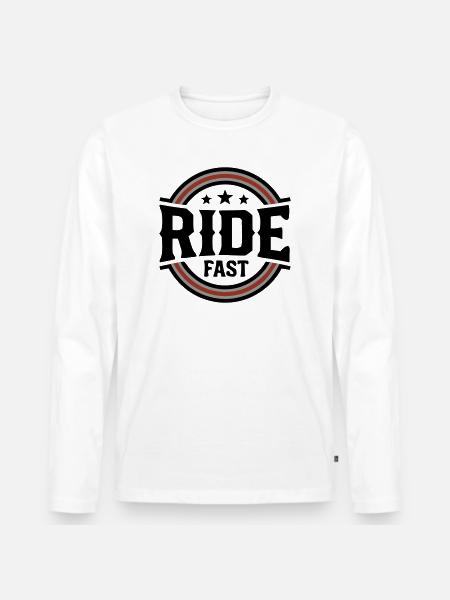 Ride Fast Abzeichen Logo - Männer Premium Bio Langarmshirt - Weiß
