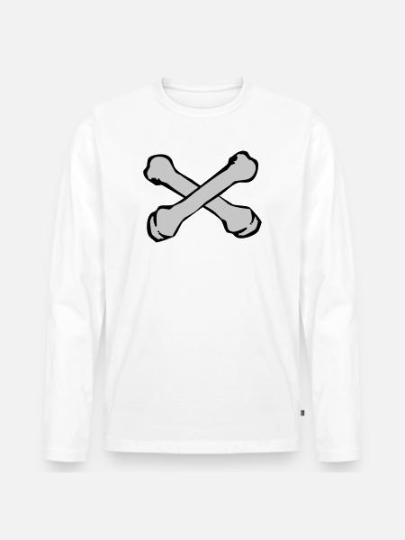 Crossing Bones Silhouette - Men's Premium Organic Long Sleeve Shirt - white
