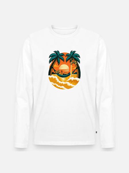 Biermeer Sunset Design - Männer Premium Bio Langarmshirt - Weiß