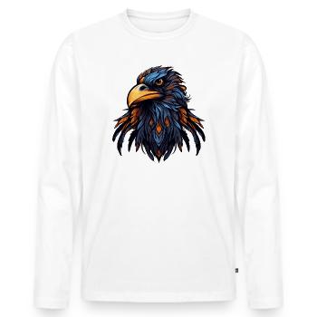Adler Kopf Bunt Illustration - Männer Premium Bio Langarmshirt - Weiß - Vorne - Nico (187cm)