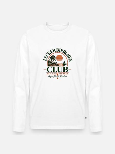 Tropischer Retro Club Tee - Männer Premium Bio Langarmshirt - Weiß