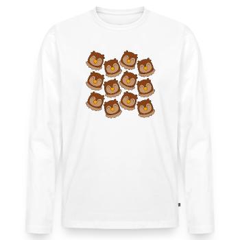 Cartoon-Eulenkopf - Männer Premium Bio Langarmshirt - Weiß - Vorne - Nico (187cm)