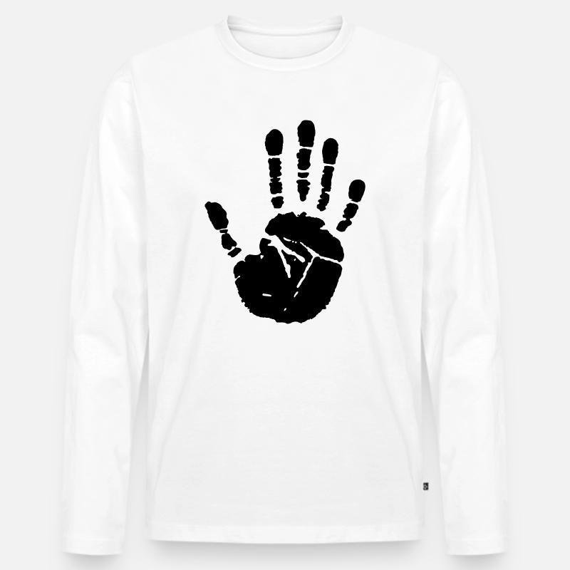 hand - Männer Premium Bio Langarmshirt - Weiß