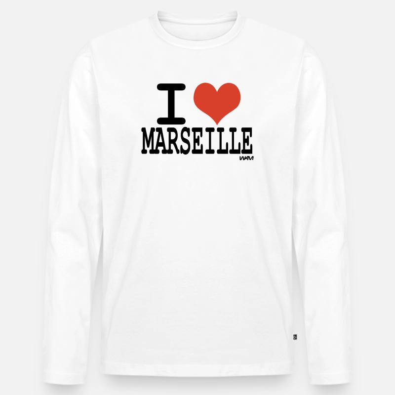 i love marseille - Männer Premium Bio Langarmshirt - Weiß