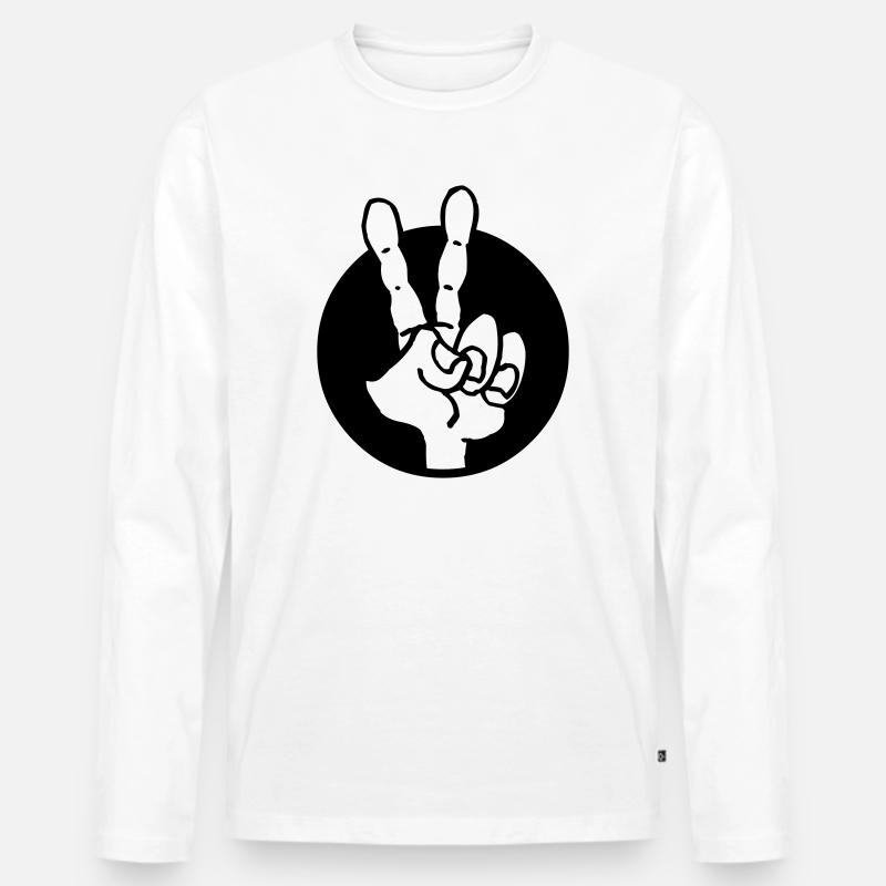 Hand frieden - Männer Premium Bio Langarmshirt - Weiß