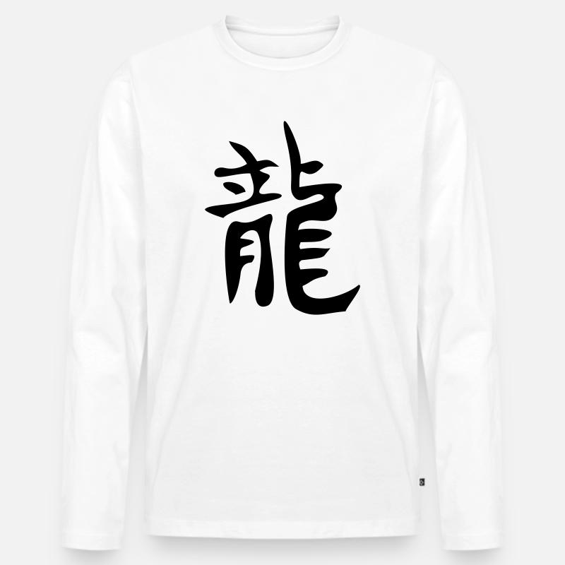 Drachen - Kanji - Männer Premium Bio Langarmshirt - Weiß