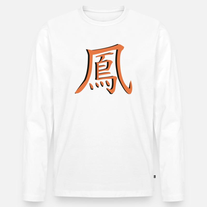 Phönix Schriftzeichen Kanji - Männer Premium Bio Langarmshirt - Weiß
