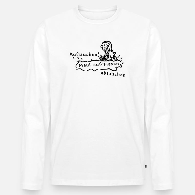 Hippo, Nilpferd, Spruch - Männer Premium Bio Langarmshirt - Weiß